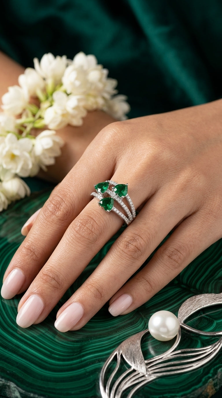 Emerald Trio Statement Ring