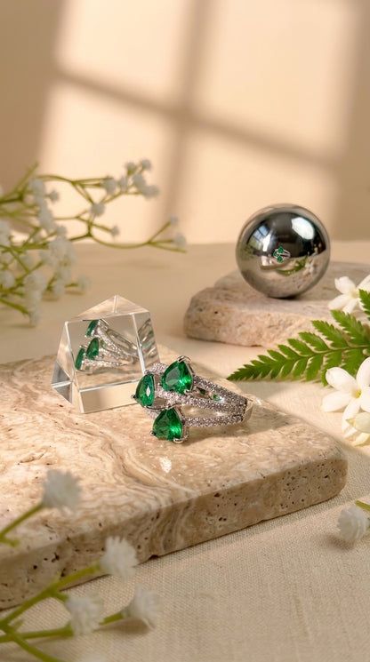 Emerald Trio Statement Ring