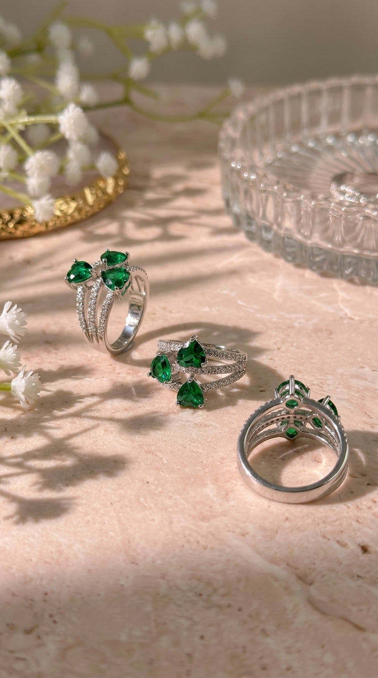 Emerald Trio Statement Ring
