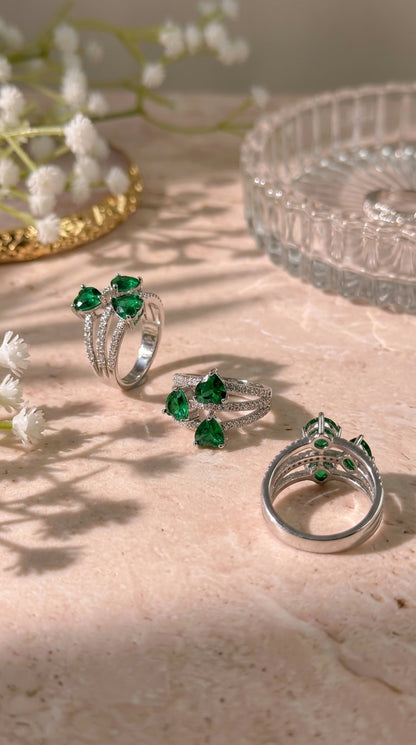 Emerald Trio Statement Ring