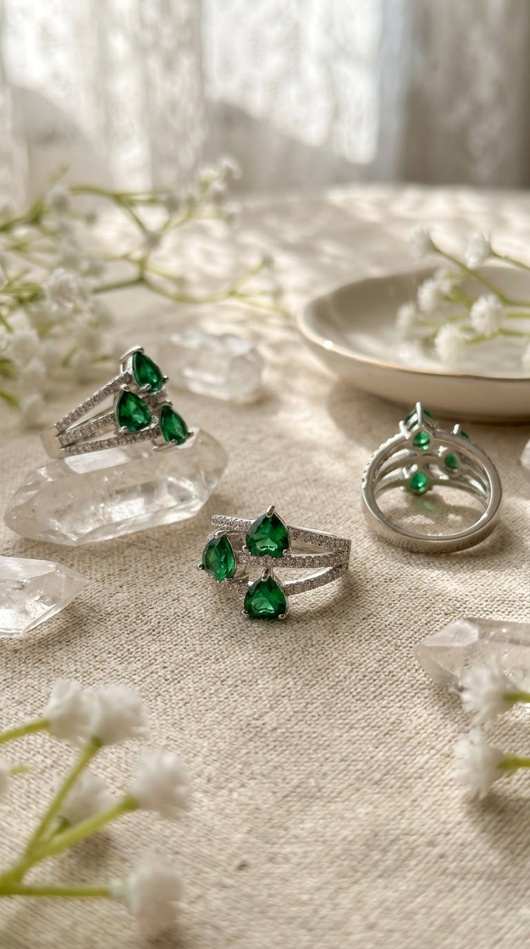 Emerald Trio Statement Ring