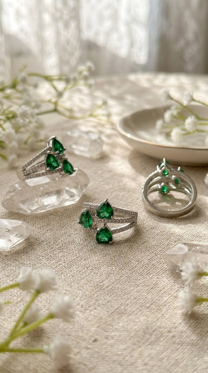 Emerald Trio Statement Ring