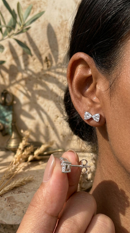 Crystal Bow Stud Earrings