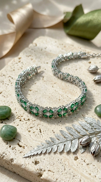 Green Baguettes Corners Flexible Bracelet
