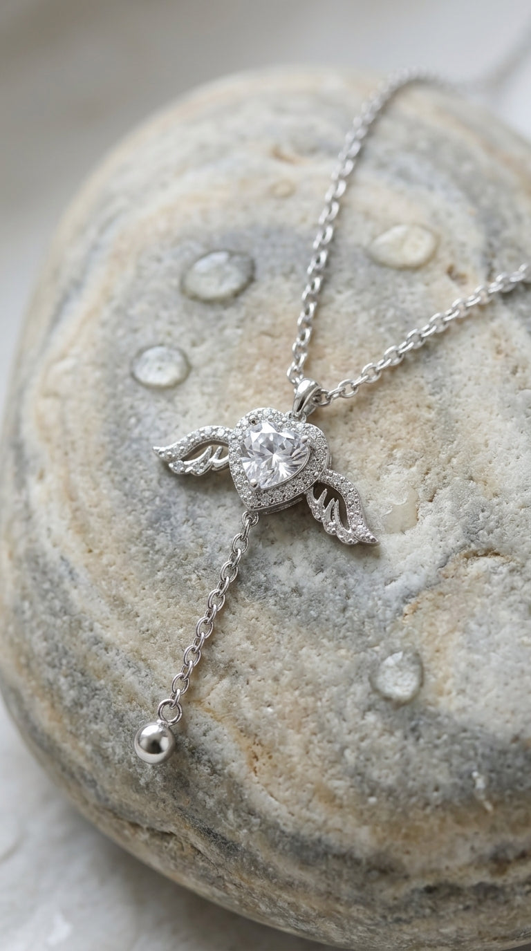 Celestial Heart Drop Pendant Necklace