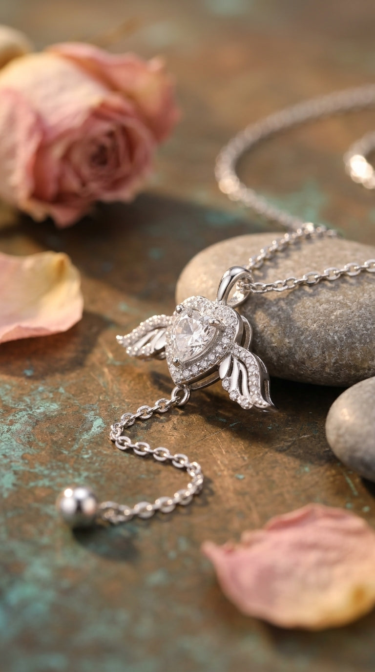 Celestial Heart Drop Pendant Necklace