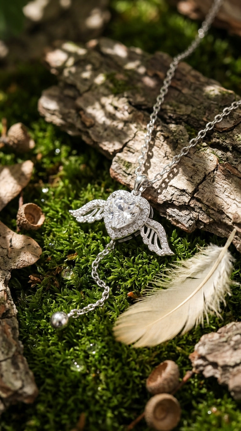 Celestial Heart Drop Pendant Necklace