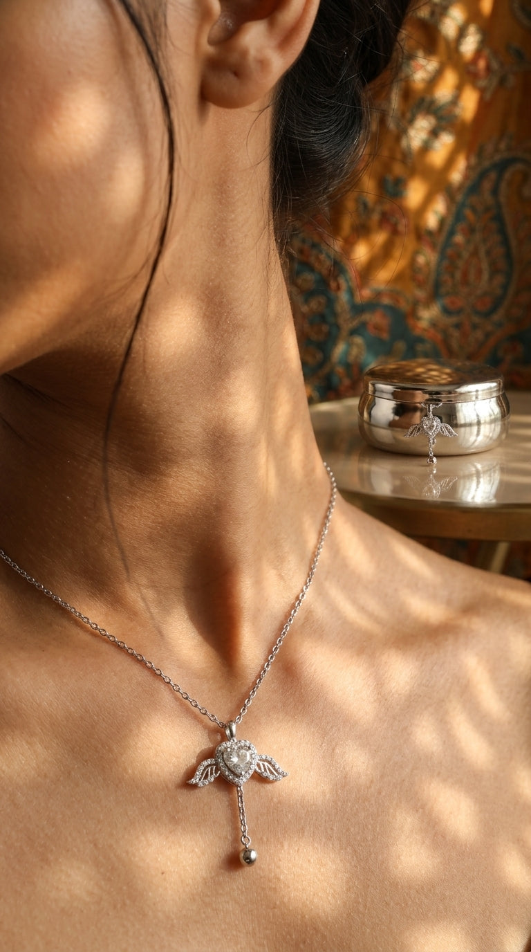 Celestial Heart Drop Pendant Necklace