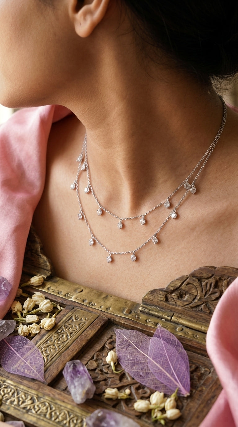 Moonlit Cascade Sterling Silver Necklace