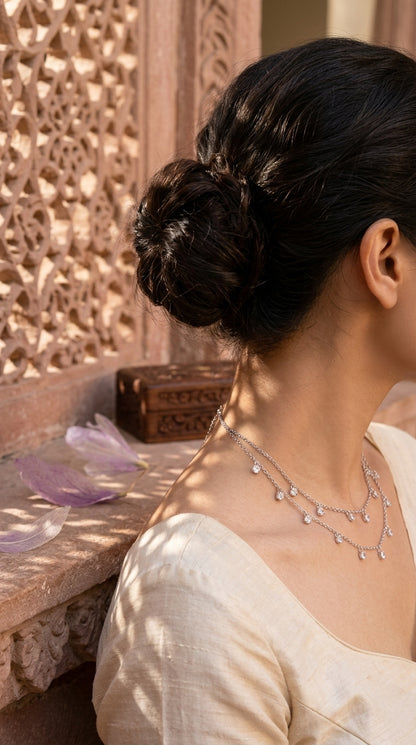 Moonlit Cascade Sterling Silver Necklace