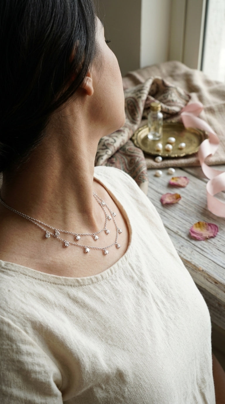 Moonlit Cascade Sterling Silver Necklace