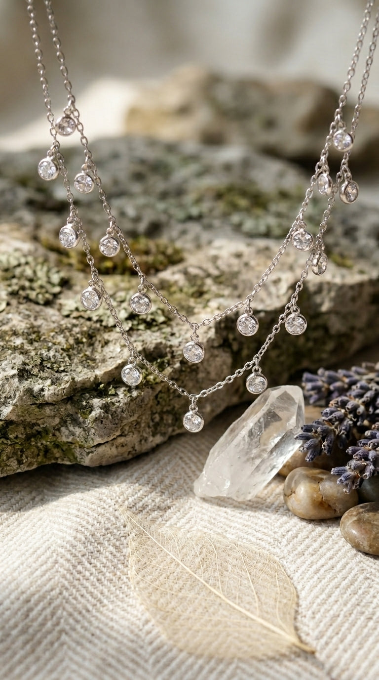 Moonlit Cascade Sterling Silver Necklace