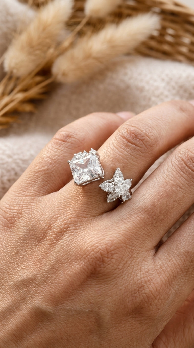 Celestial Bloom Adjustable Statement Ring