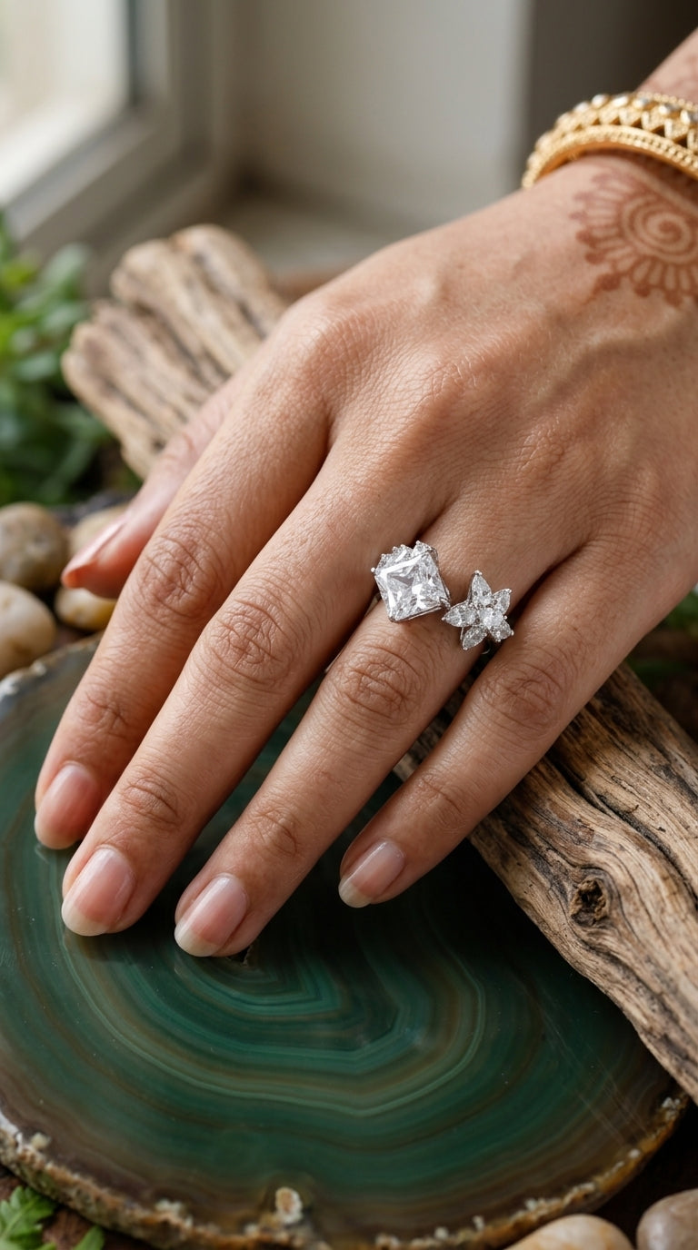 Celestial Bloom Adjustable Statement Ring