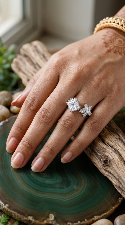 Celestial Bloom Adjustable Statement Ring