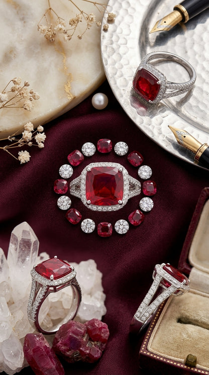 Ruby Radiance Halo Ring