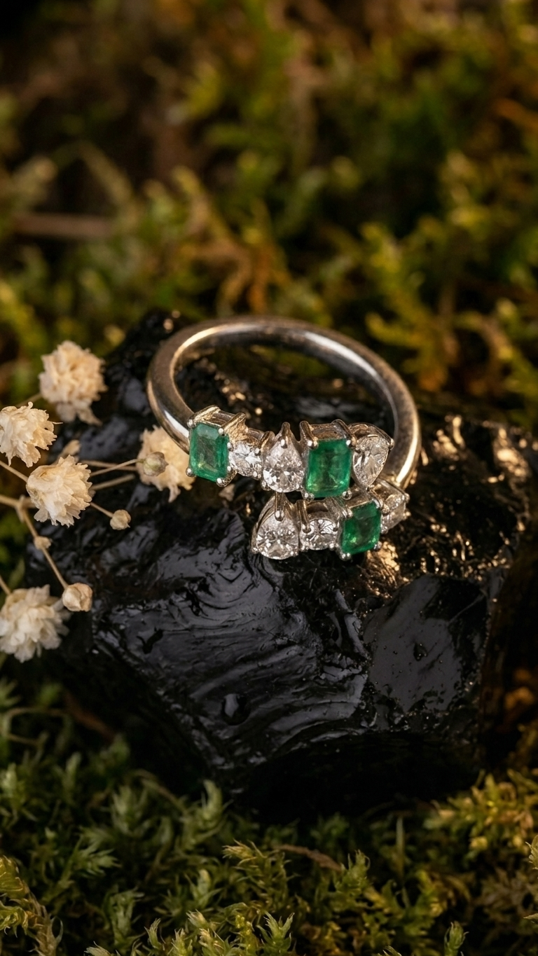 Emerald Whisper Open Ring