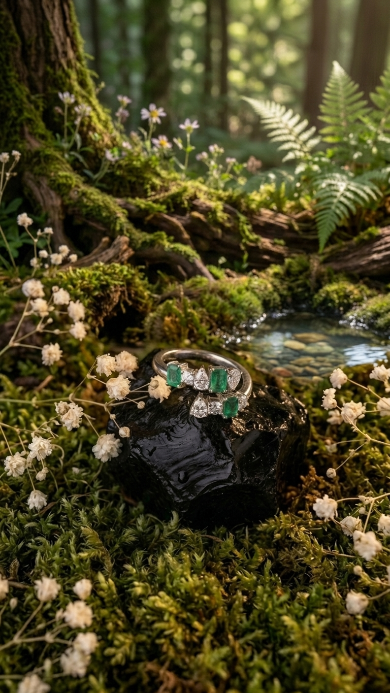 Emerald Whisper Open Ring