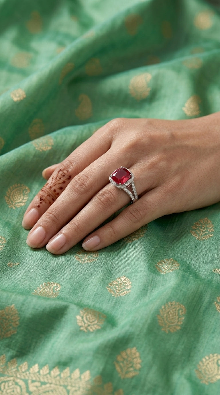 Ruby Radiance Halo Ring
