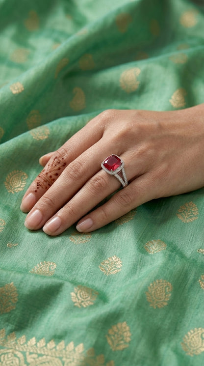 Ruby Radiance Halo Ring