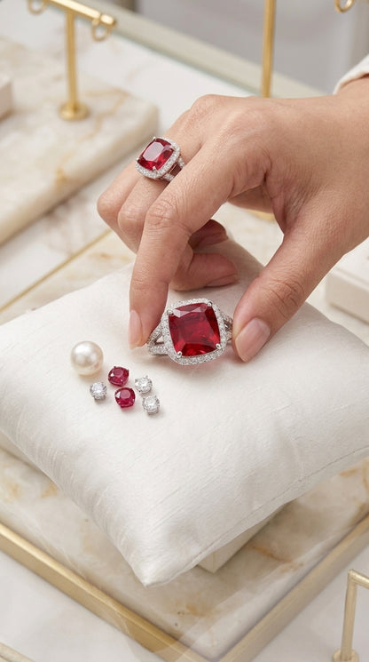 Ruby Radiance Halo Ring