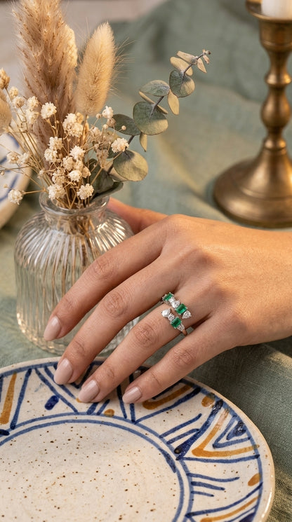 Emerald Whisper Open Ring