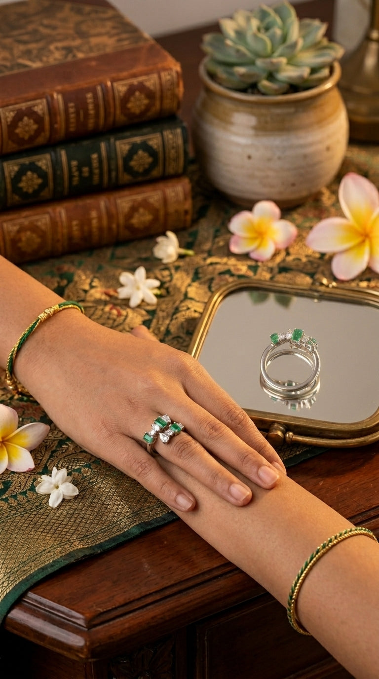 Emerald Whisper Open Ring