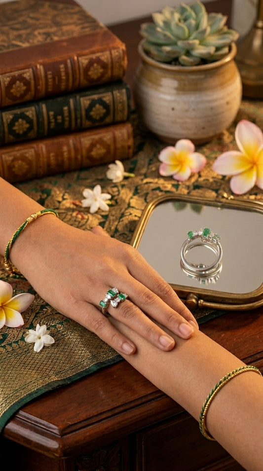 Emerald Whisper Open Ring