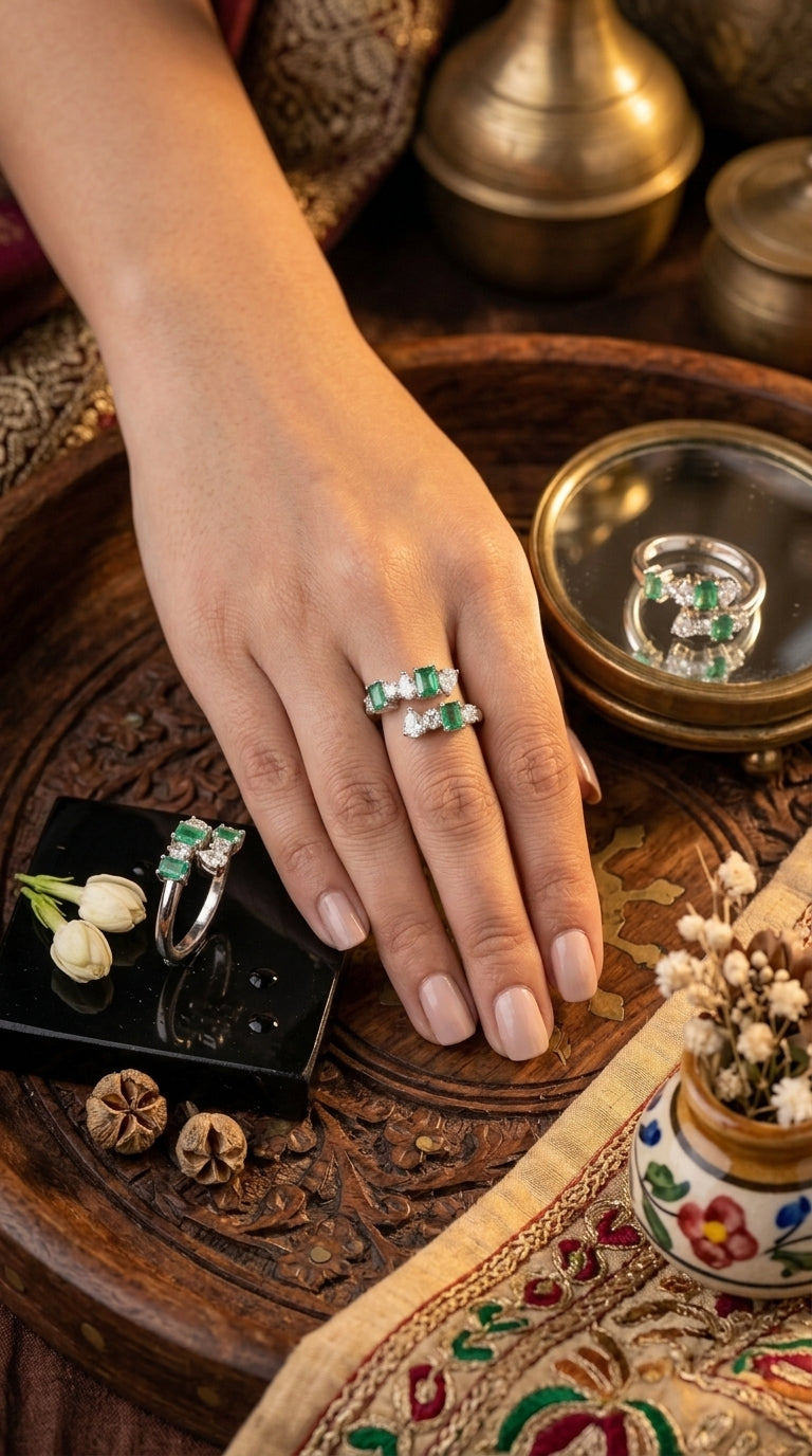 Emerald Whisper Open Ring