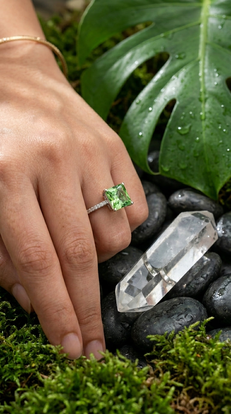 Emerald-Cut Green Statement Ring