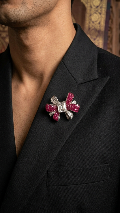 Ruby Bloom Statement Brooch