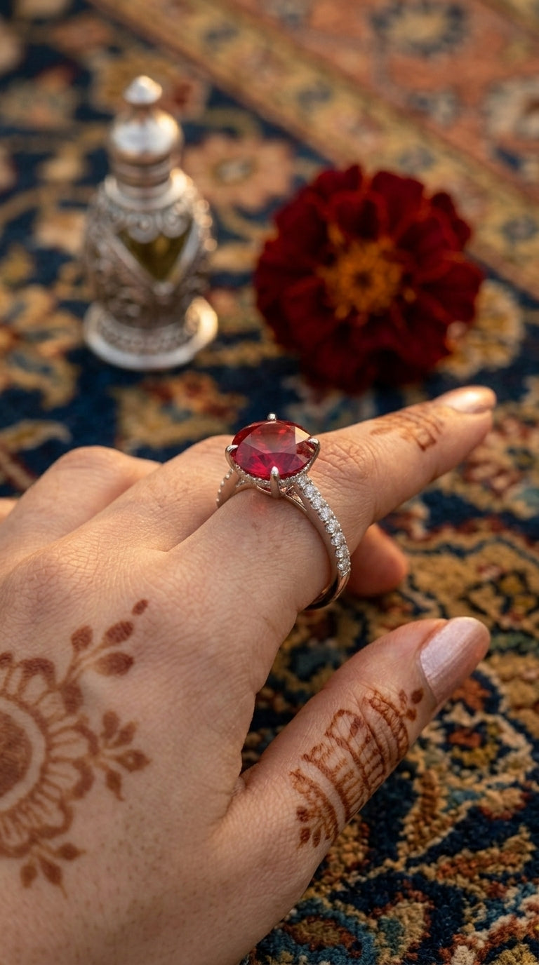 Crimson Solitaire Ring