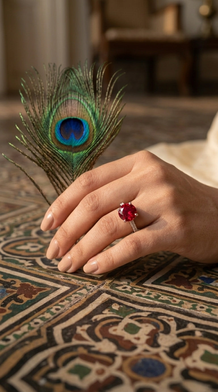 Crimson Solitaire Ring