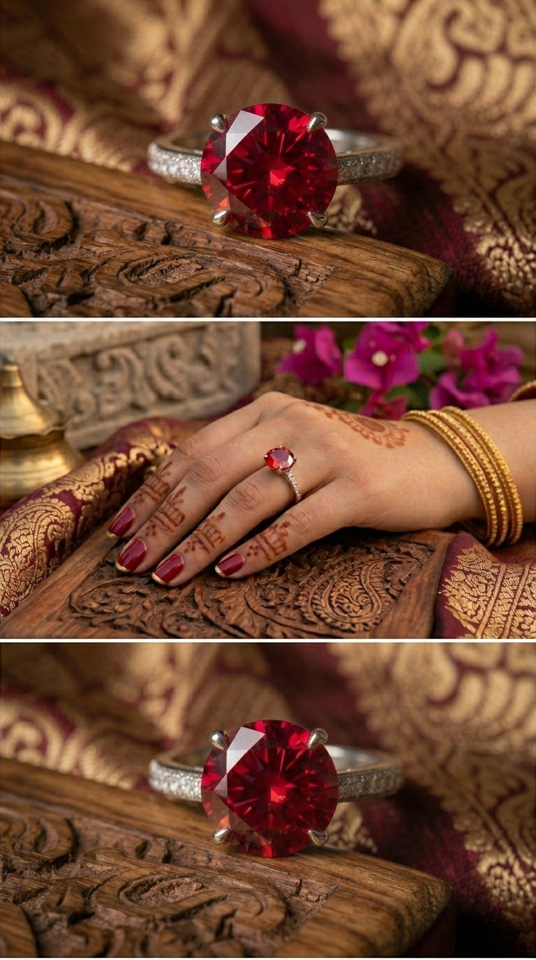 Crimson Solitaire Ring
