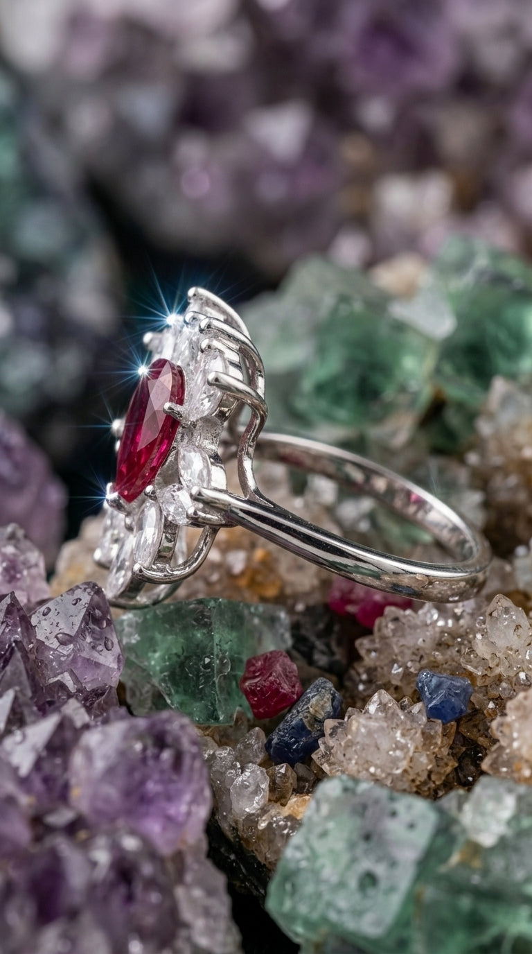 Ruby Floral Cocktail Ring