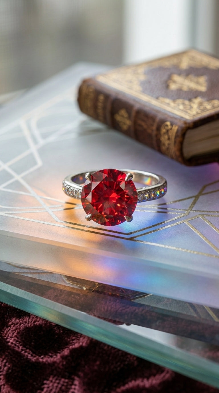Crimson Solitaire Ring