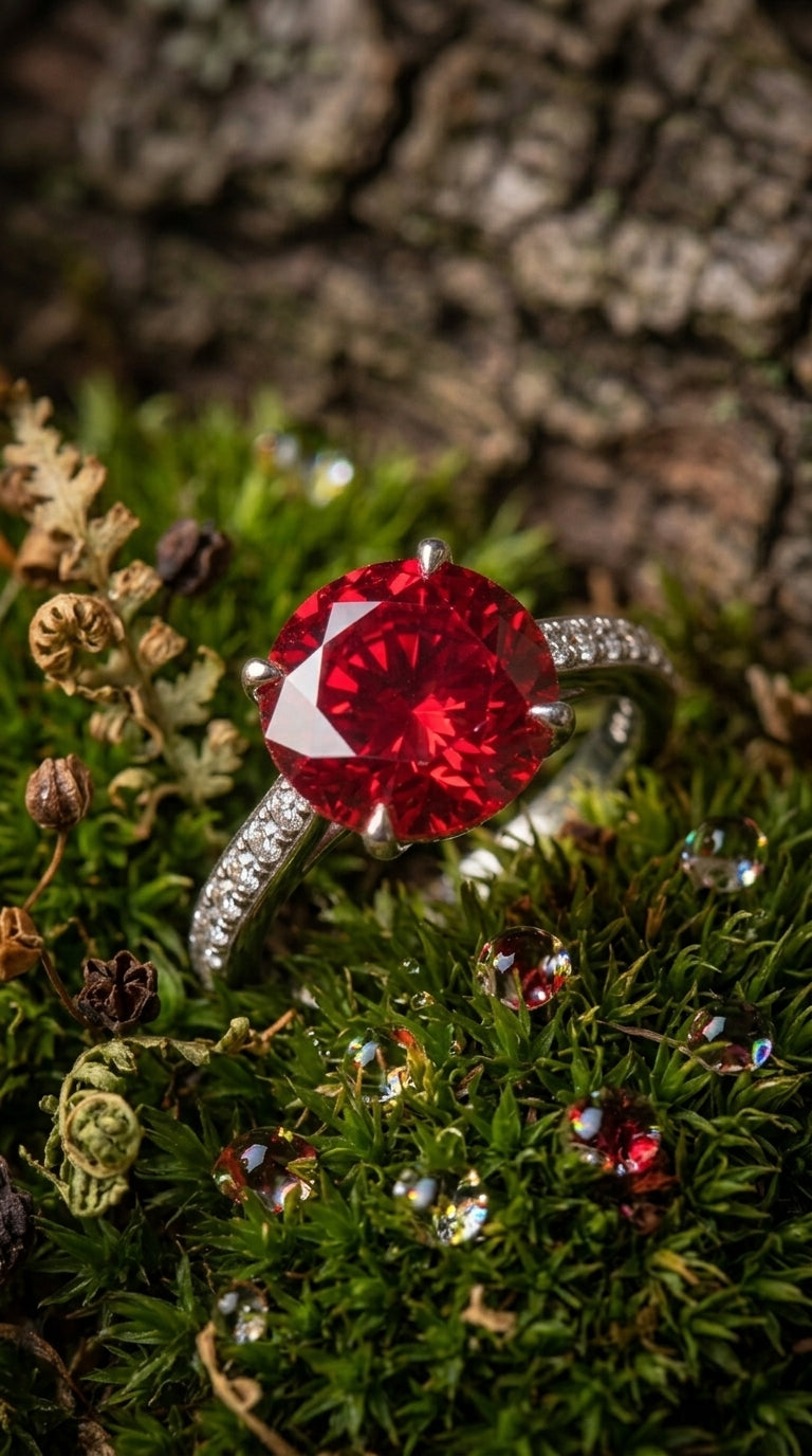 Crimson Solitaire Ring