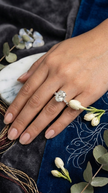 Oval Solitaire Moissanite Ring