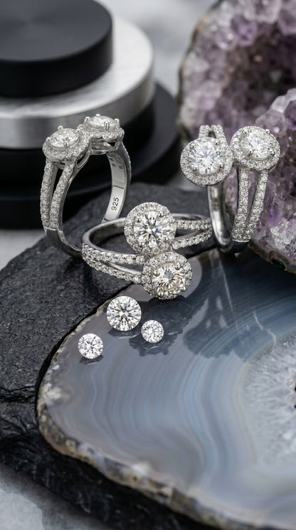 Twin Halo Moissanite Ring