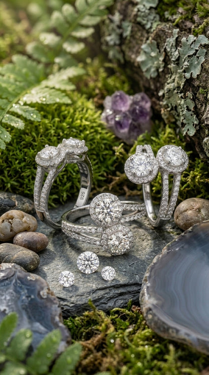 Twin Halo Moissanite Ring