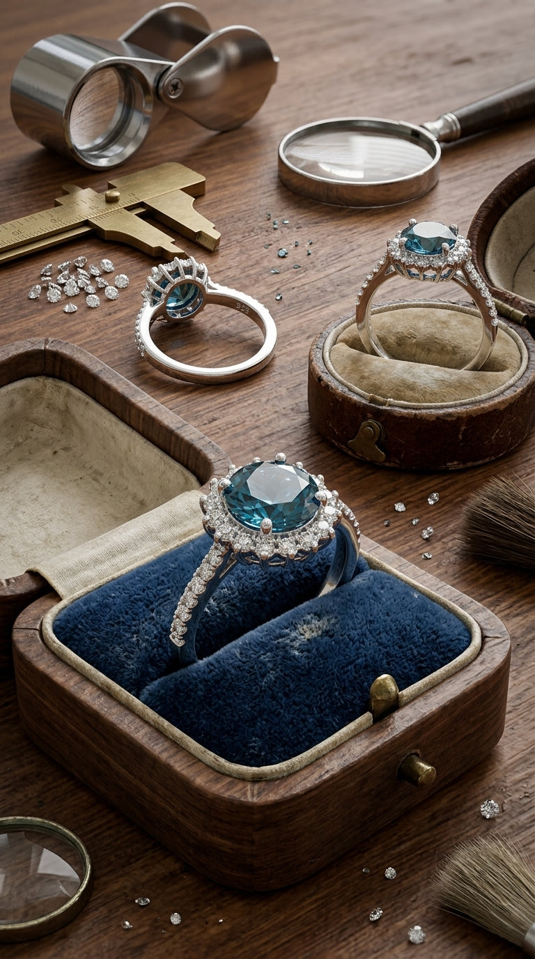 Blue Topaz Halo Ring