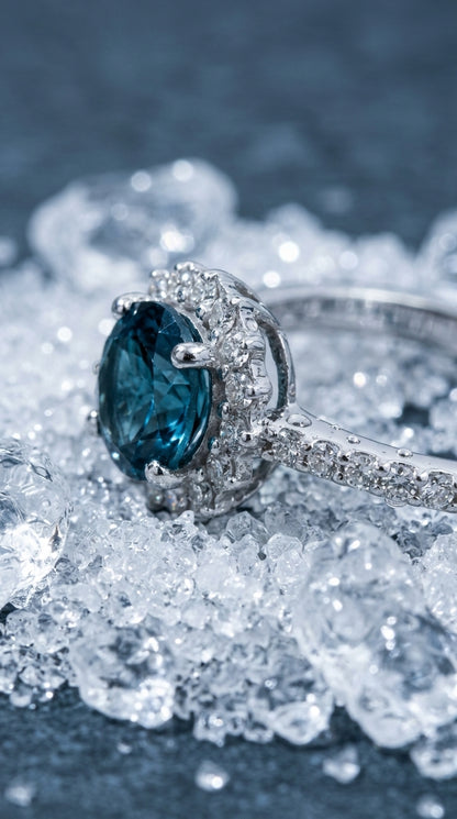Blue Topaz Halo Ring