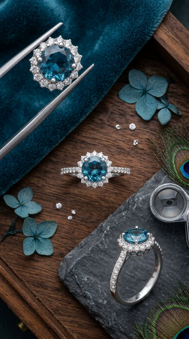 Blue Topaz Halo Ring