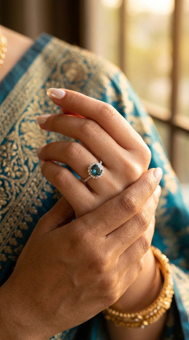 Blue Topaz Halo Ring
