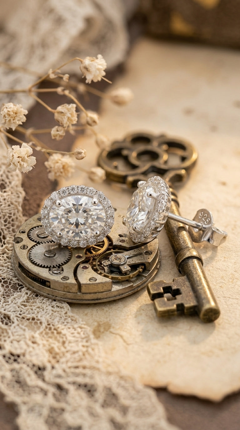 Oval Halo Moissanite Stud Earrings