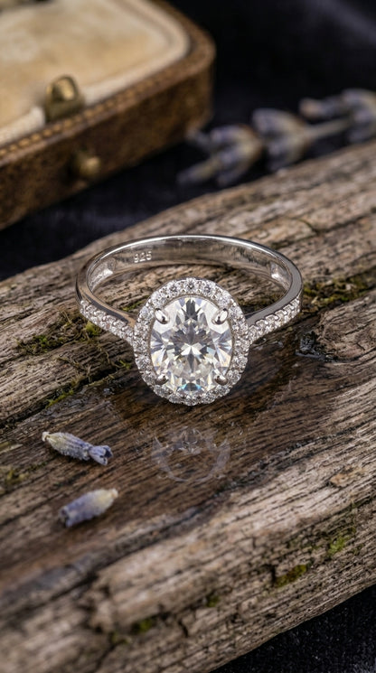 Oval Cathedral Moissanite Ring