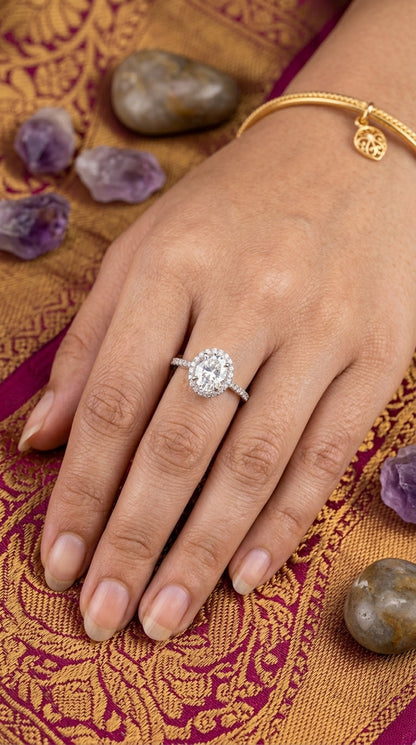 Oval Cathedral Moissanite Ring