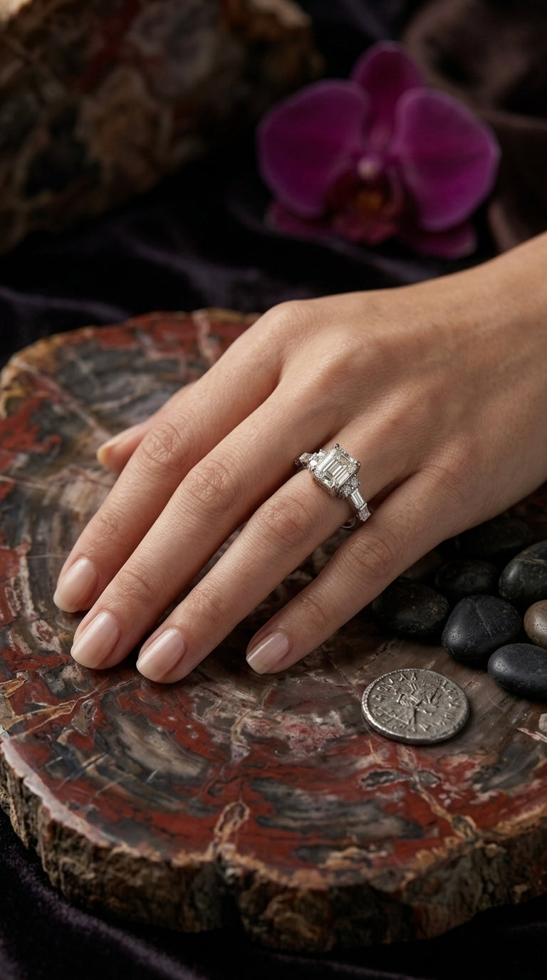 Emerald-Cut Moissanite Statement Ring