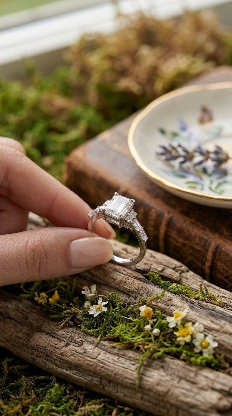 Emerald-Cut Moissanite Statement Ring