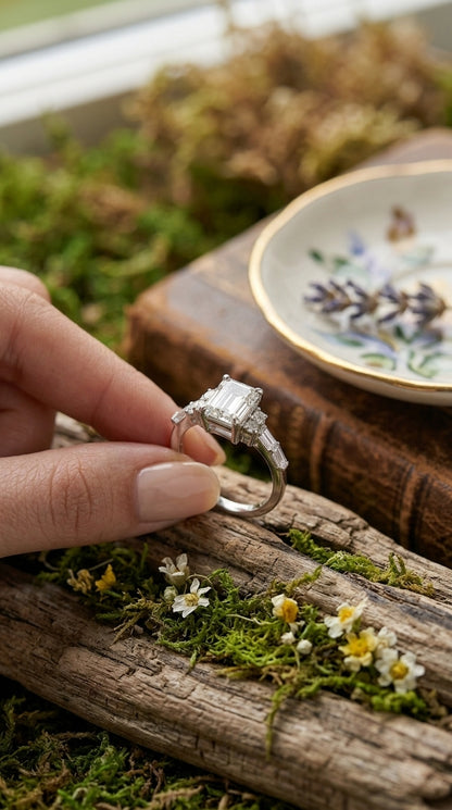 Emerald-Cut Moissanite Statement Ring